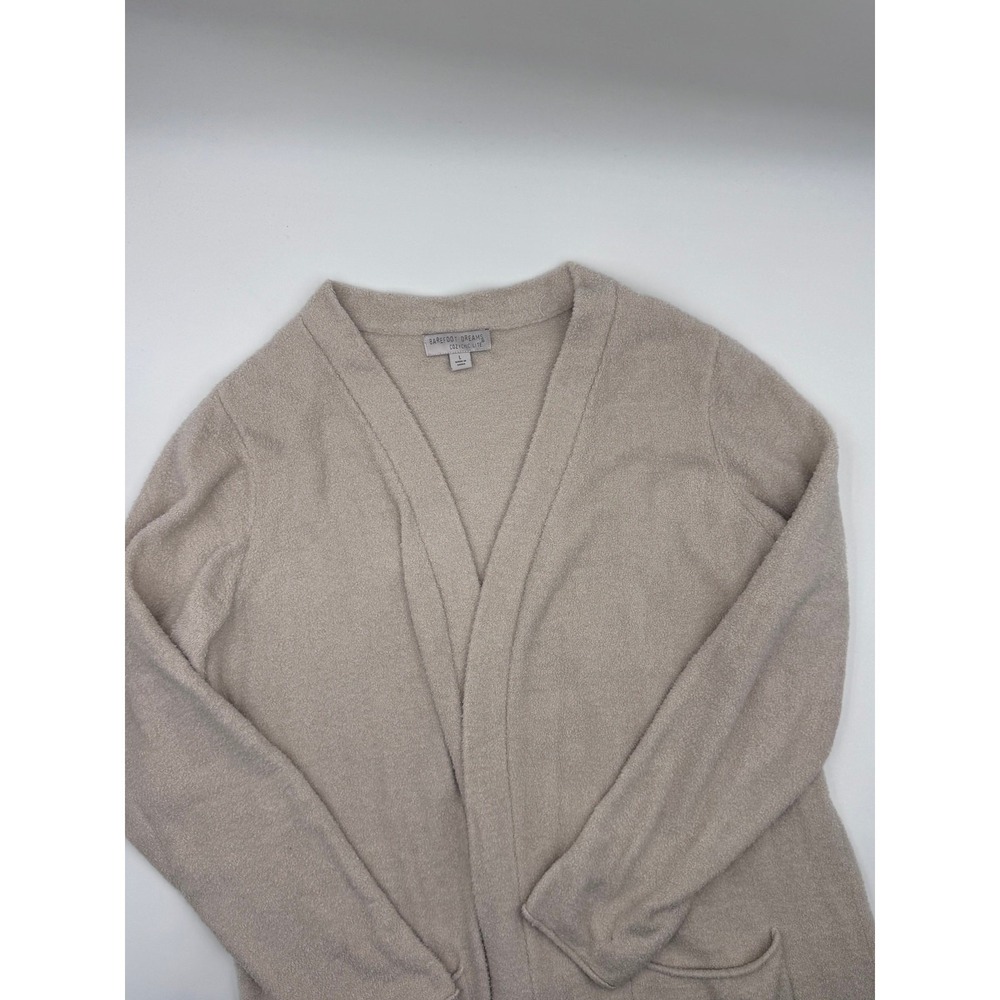 Barefoot Dreams Cozy Chic Lite Tan Long Open Cardigan